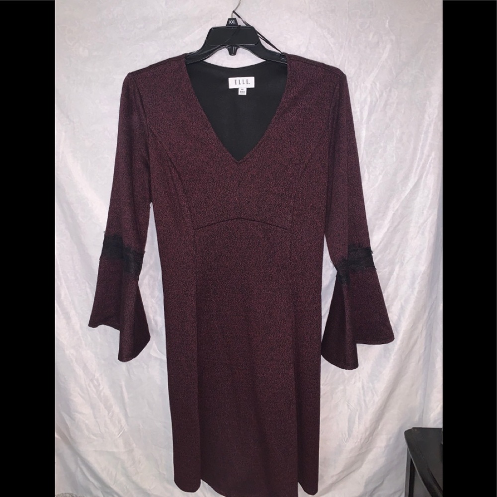 Elle Lace Trimmed Bell Sleeve Sweater Dress